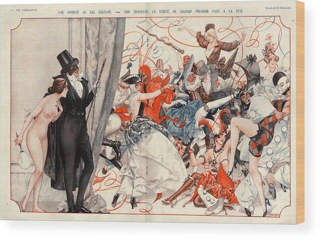France Wood Print featuring the drawing 1920s France La Vie Parisienne Magazine #319 by The Advertising Archives