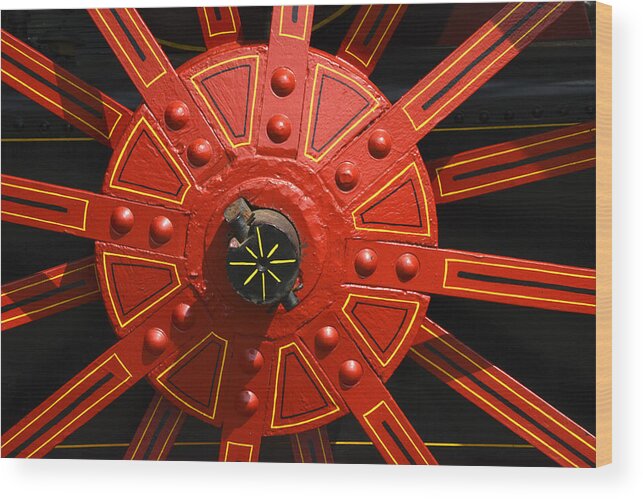 Tractor Wood Print featuring the photograph Big Red Wheel - 137 by Paul W Faust - Impressions of Light