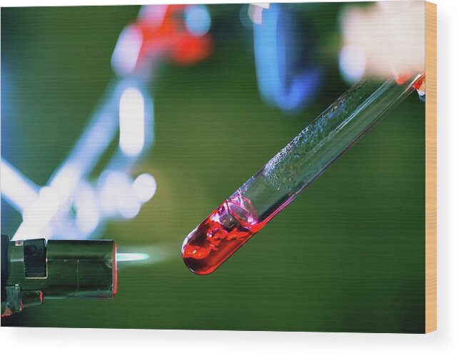 Burner Wood Print featuring the photograph Chemistry Experiment #4 by Wladimir Bulgar/science Photo Library