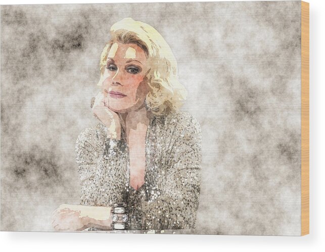 Joan Rivers Portrait Wood Print featuring the painting Joan Rivers Portrait by MotionAge Designs