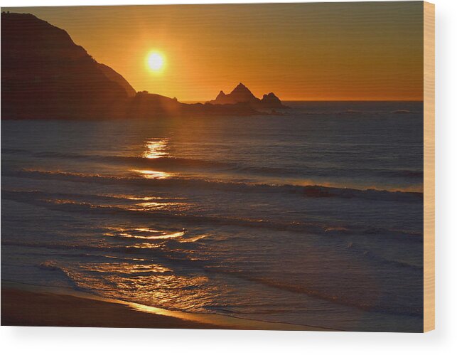 Pacifica Wood Print featuring the photograph Linda Mar Beach at Sunset #4 by Dean Ferreira