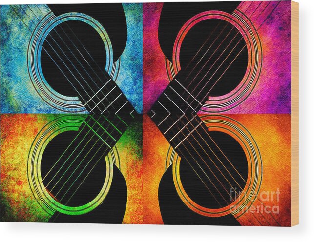 Andee Design Guitar Wood Print featuring the photograph 4 Seasons Guitars Abstract by Andee Design