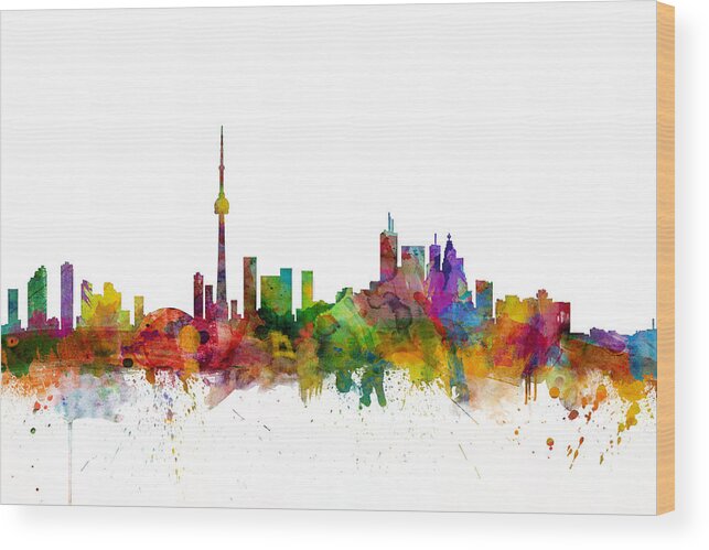 Toronto Wood Print featuring the digital art Toronto Canada Skyline by Michael Tompsett