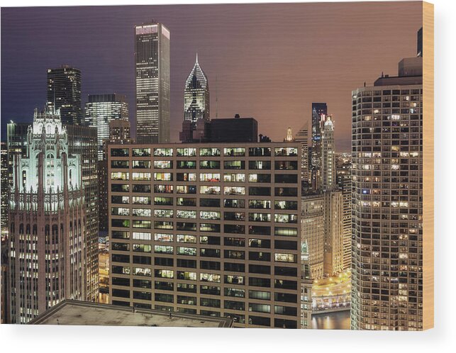 Downtown District Wood Print featuring the photograph Usa, Illinois, Chicago, Cityscape #4 by Henryk Sadura