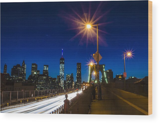 Wtc1 Wood Print featuring the photograph 4th of July on the Brooklyn Bridge by GeeLeesa Productions