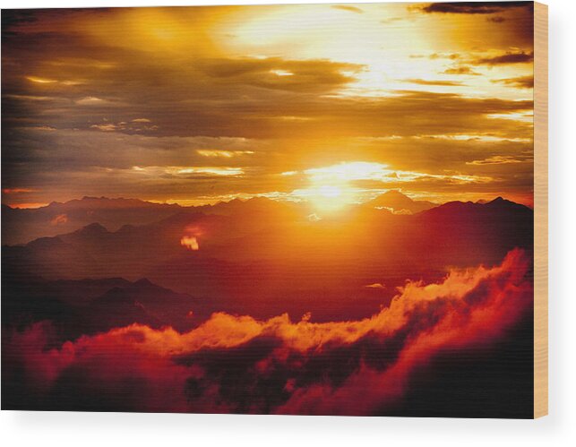Gosaikunda Wood Print featuring the photograph Golden Sunset Himalayas Mountain Nepal #5 by Raimond Klavins