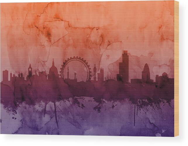 London Wood Print featuring the digital art London England Skyline #5 by Michael Tompsett