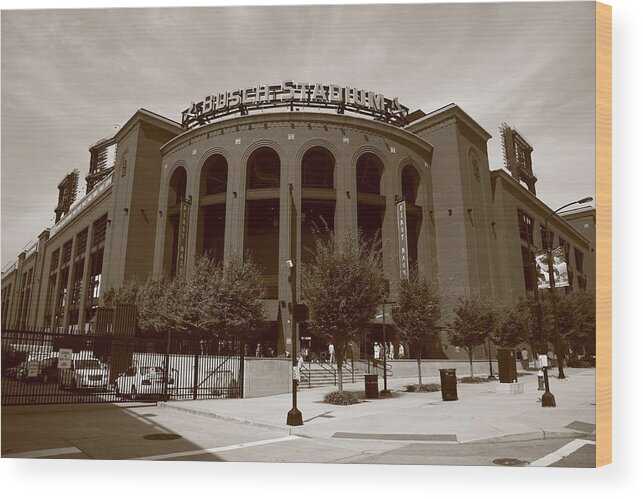 America Wood Print featuring the photograph Busch Stadium - St. Louis Cardinals #6 by Frank Romeo