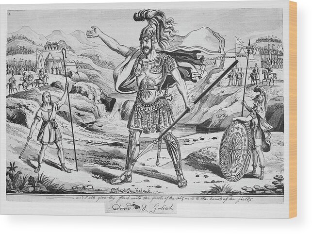 19th Century Wood Print featuring the drawing David And Goliath #6 by Granger