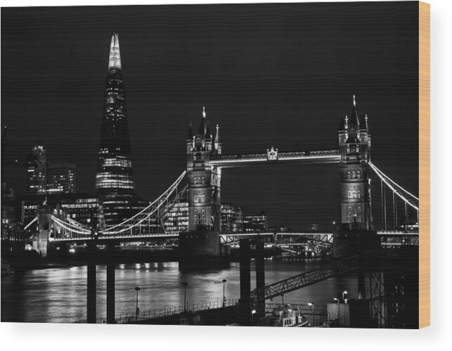 Tower Wood Print featuring the photograph The Shard and Tower Bridge #6 by David Pyatt