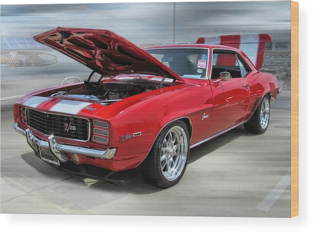 Victor Montgomery Wood Print featuring the photograph '69 Camaro Z28 #69 by Vic Montgomery