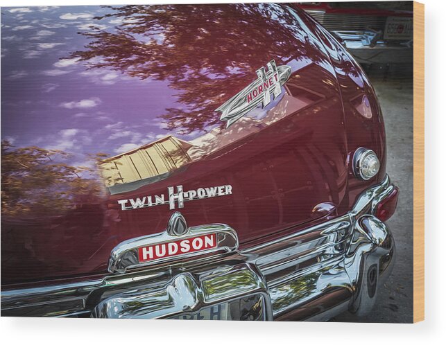 1952 Hudson Wood Print featuring the photograph 1952 Hudson Hornet 4 door Sedan Twin H Power painted #7 by Rich Franco
