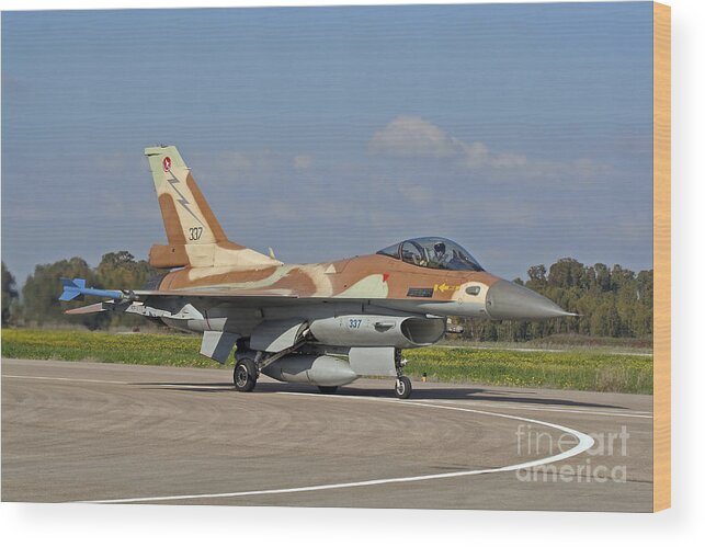 Transportation Wood Print featuring the photograph An F-16c Barak Of The Israeli Air Force #7 by Ofer Zidon