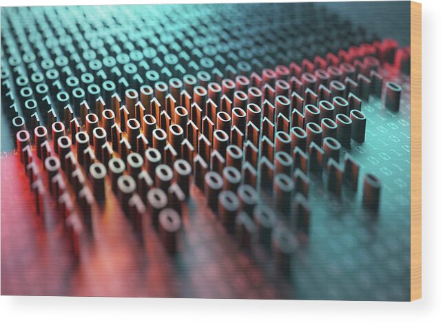 Artwork Wood Print featuring the photograph Binary Code by Ktsdesign/science Photo Library
