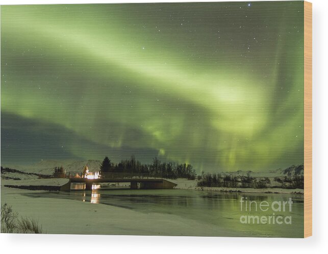 Northern Wood Print featuring the photograph Northern Lights Iceland #7 by Gunnar Orn Arnason