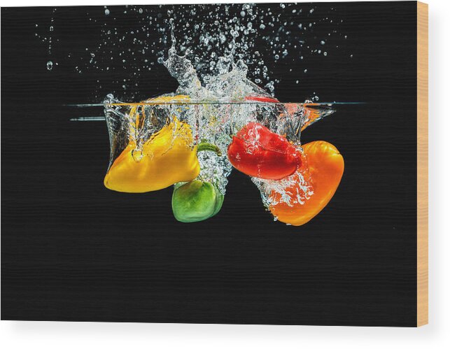Agriculture Wood Print featuring the photograph Splashing Paprika by Peter Lakomy