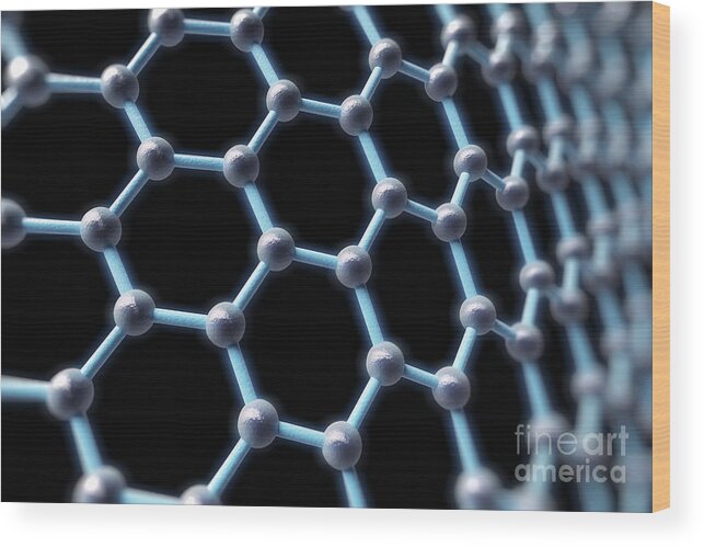 Carbon Atom Wood Print featuring the photograph Graphene Structure #8 by Science Picture Co