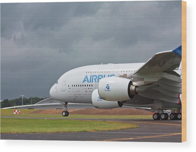 Airbus A380 Wood Print featuring the photograph Airbus A380 #9 by Shirley Mitchell