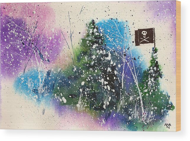 Solstice Wood Print featuring the painting A Jolly Roger Holiday by Nelson Ruger