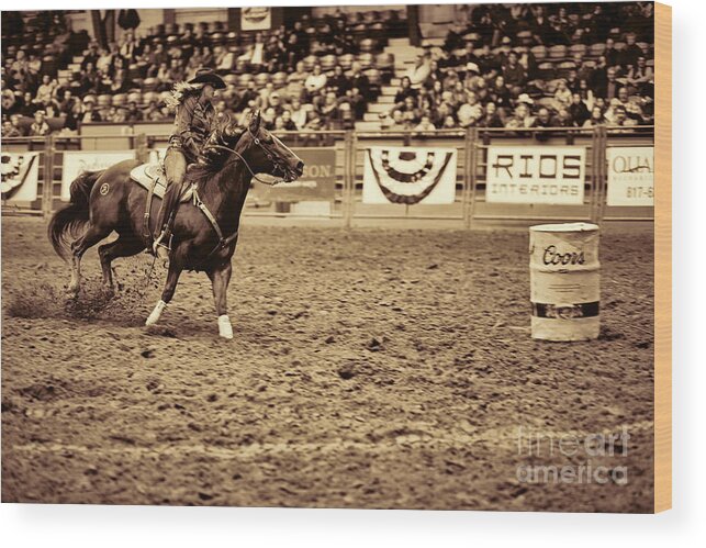 Night Wood Print featuring the photograph A Night at the Rodeo V22 by Douglas Barnard