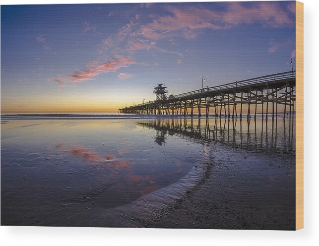 San Clemente Wood Print featuring the photograph A Pink Low Tide by Sean Foster