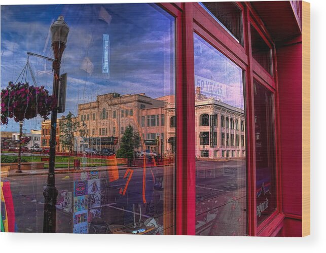 Wausau Wood Print featuring the photograph A Reflection of Wausau's Grand Theater by Dale Kauzlaric