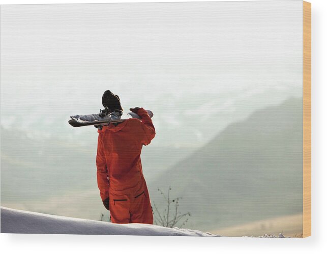 18-19 Years Wood Print featuring the photograph A Skier Standing Looking by Patrick Orton
