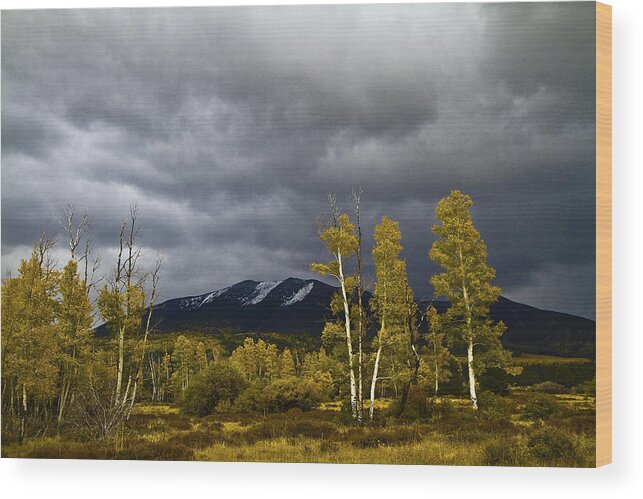 Winter Wood Print featuring the photograph A Stormy Day at the Peaks by Tom Kelly
