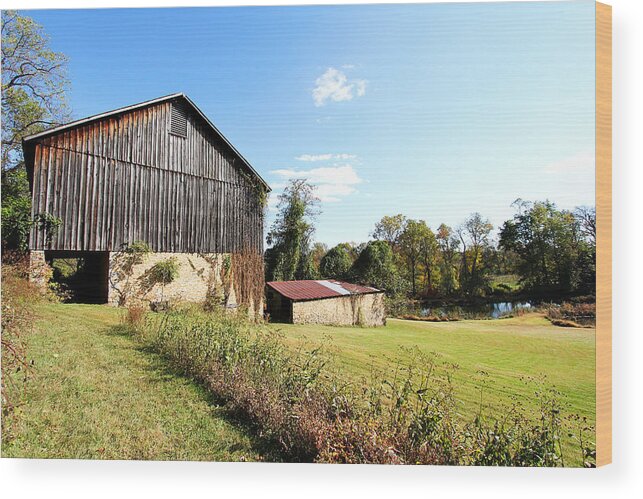 Barn Wood Print featuring the photograph A Sunny Day at the Old Barn by Trina Ansel