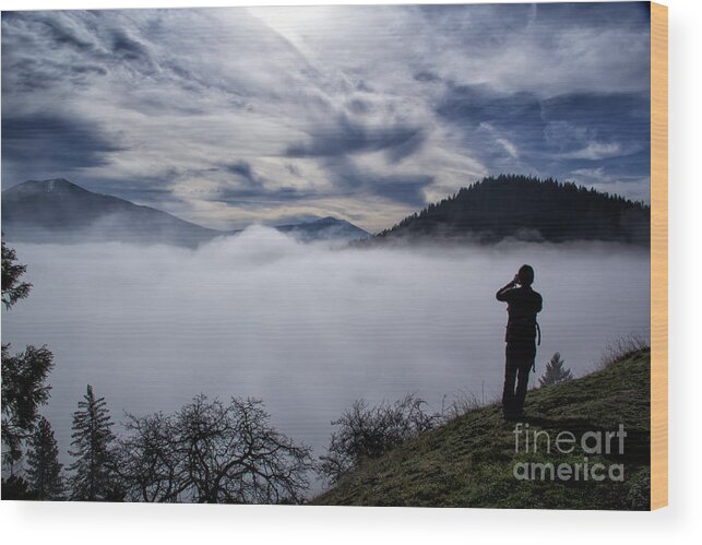 Fog Wood Print featuring the photograph Above The Fog by Paul Gillham