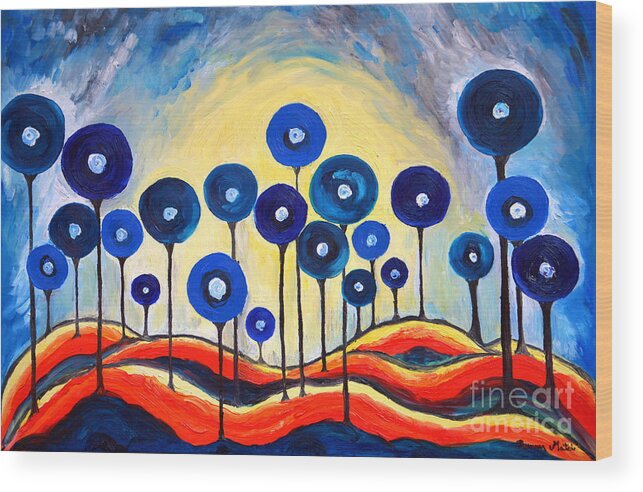 Lollipops Wood Print featuring the painting Abstract Blue Symphony by Ramona Matei