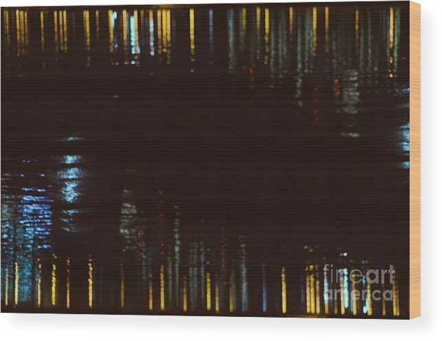 Abstract Wood Print featuring the photograph Abstract City Lights by Tamara Becker