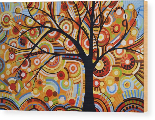 Trees Wood Print featuring the painting Abstract Modern Tree Landscape THOUGHTS OF AUTUMN by Amy Giacomelli by Amy Giacomelli