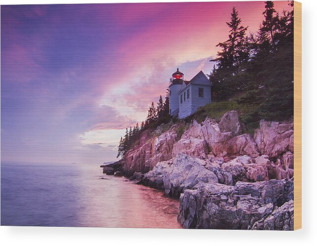 Purple Wood Print featuring the photograph Acadia Sunset by Mircea Costina Photography