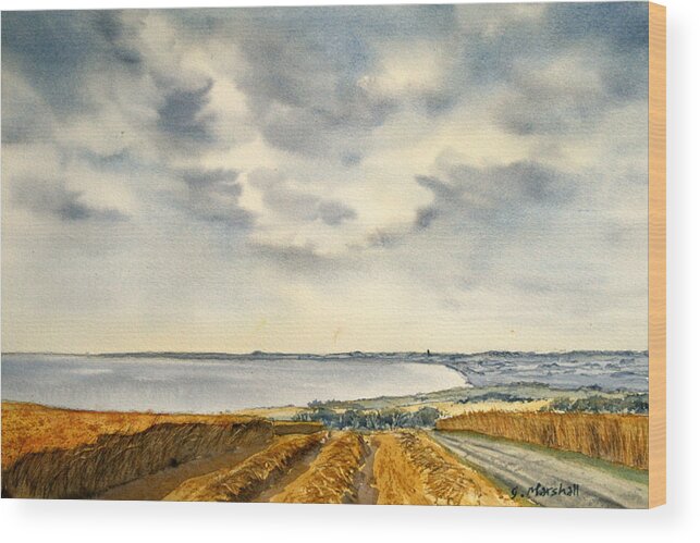 Glenn Marshall Wood Print featuring the painting Across the Bay to Barmston by Glenn Marshall