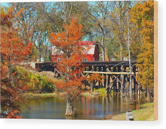 Barn Wood Print featuring the photograph Across The Bridge by Karen Wagner