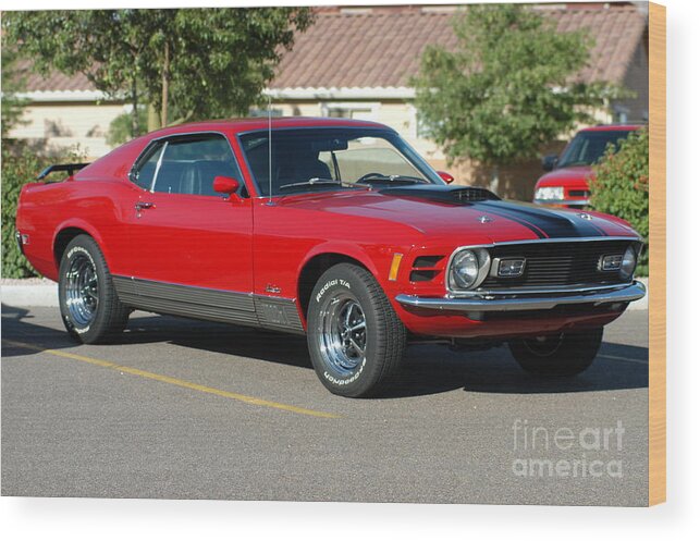 Action Photo Wood Print featuring the photograph Action Photo Original Prints Vintage Muscle Cars 1970 Ford Mustang by Action