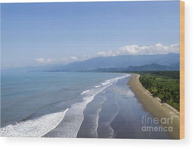Blue Wood Print featuring the photograph Aerial view of Dominical Costa Rica by Oscar Gutierrez