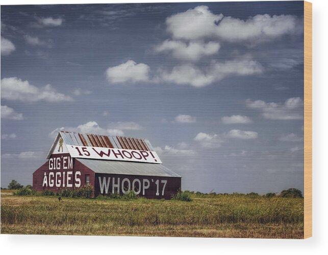 Joan Carroll Wood Print featuring the photograph Aggie Barn by Joan Carroll
