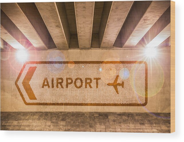 Arrow Wood Print featuring the photograph Airport Directions by Semmick Photo