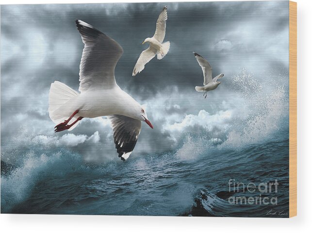 Bird Wood Print featuring the digital art Albatross by Linda Lees