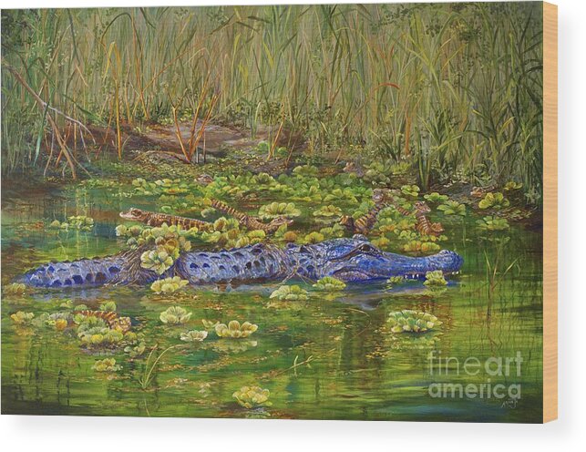 Mother Wood Print featuring the painting Alligator Pod by AnnaJo Vahle