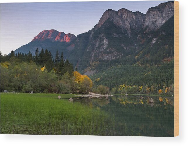 Alpenglow Wood Print featuring the photograph Alpenglow on Hope Mountain by Michael Russell