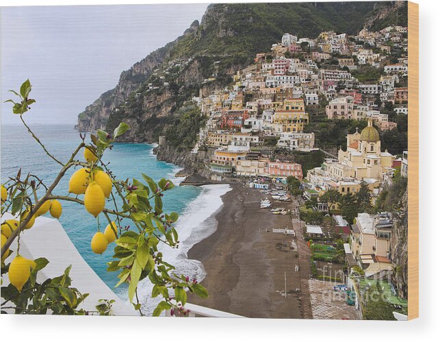 Positano Wood Print featuring the photograph Amalfi Coast Town by George Oze