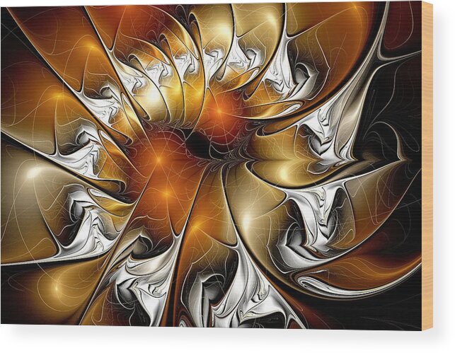 Computer Wood Print featuring the digital art Amber Vortex by Anastasiya Malakhova