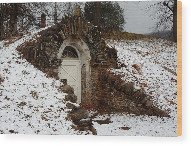 Root Wood Print featuring the photograph American Hobbit Hole by Michael Porchik