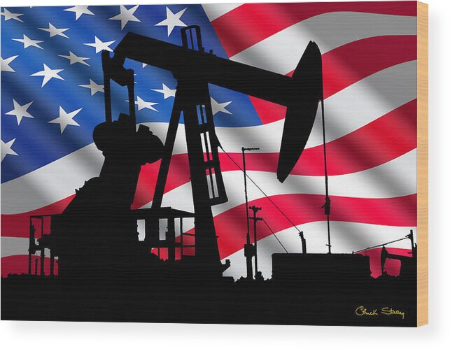 American Oil Wood Print featuring the digital art American Oil by Chuck Staley