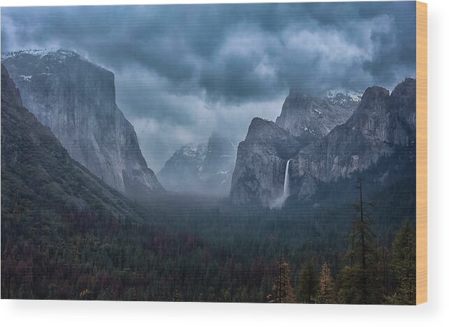 Yosemite Wood Print featuring the photograph Amidst A Thunderstorm by Michael Zheng