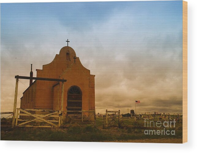 Churches Wood Print featuring the photograph An Old Mission In Northeastern Montana by Jeff Swan