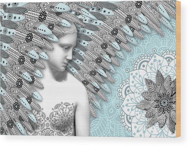 Angel Wood Print featuring the digital art Angelica Hiberna - Angel of Winter by Christopher Beikmann